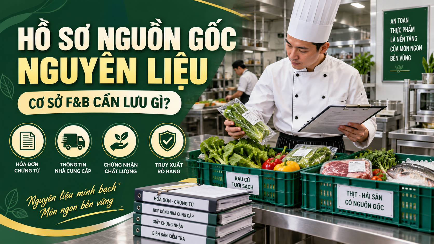 Hồ sơ nguồn gốc nguyên liệu thực phẩm cơ sở F&B cần lưu