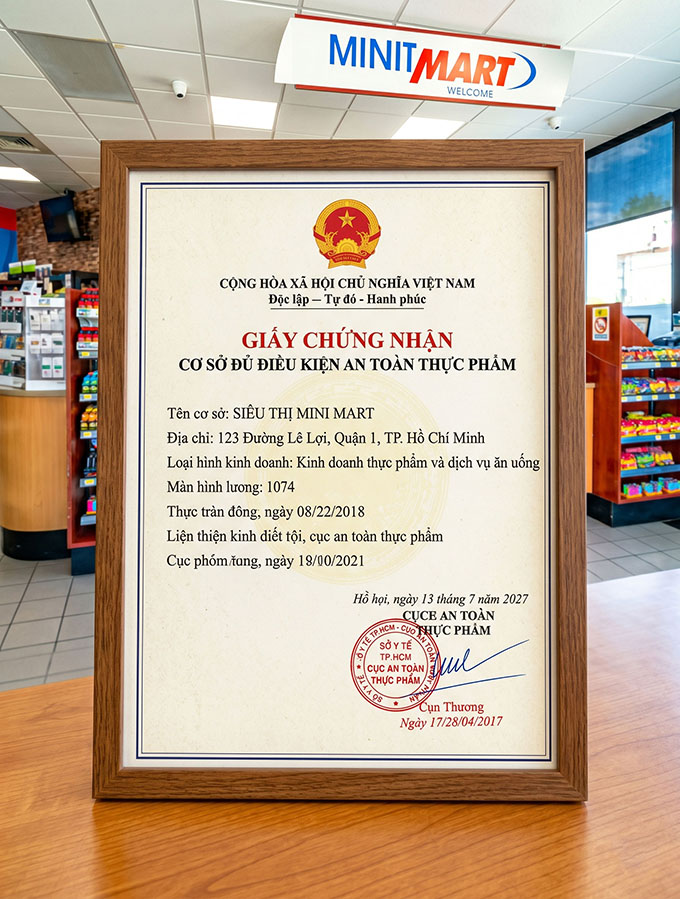Giấy chứng nhận VSATTP siêu thị mini