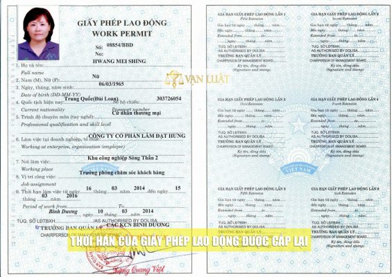 Thời hạn của giấy phép lao động được cấp lại