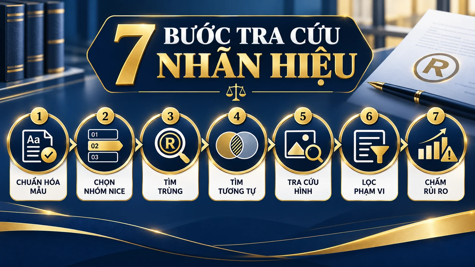 Infographic 7 bước tra cứu nhãn hiệu tương tự trước khi nộp đơn