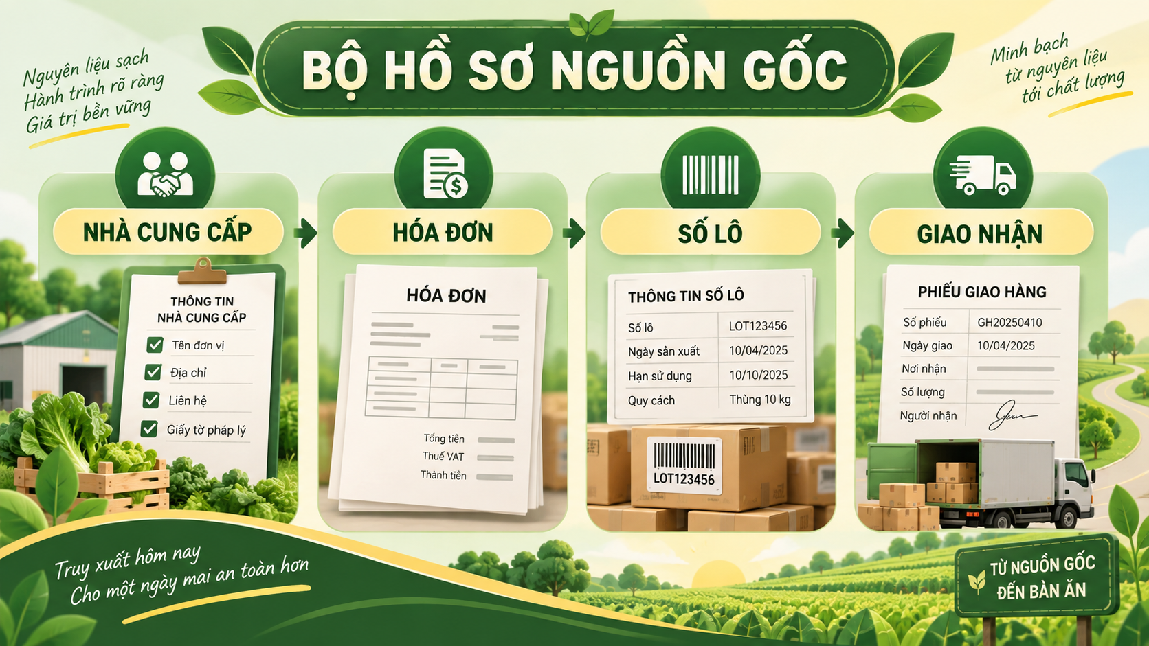 Bộ hồ sơ nguồn gốc nguyên liệu thực phẩm cho cơ sở F&B