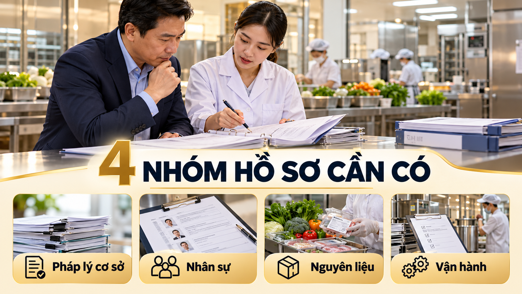 Checklist hồ sơ pháp lý và vận hành bếp trung tâm