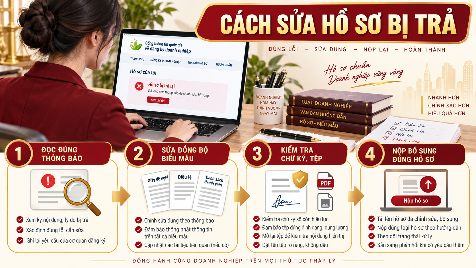 Quy trình sửa hồ sơ đăng ký doanh nghiệp bị trả lại