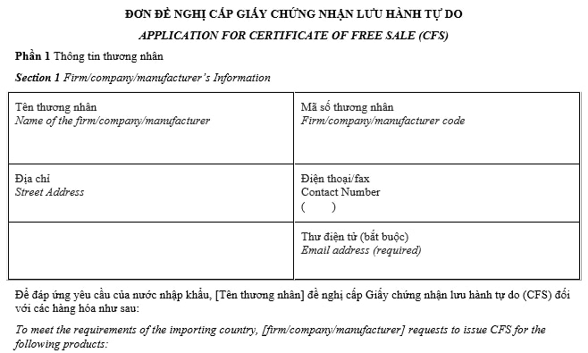 Cấp giấy chứng nhận lưu hành tự do (CFS) đối với hàng hóa xuất khẩu trong lĩnh vực thông tin và truyền thông (Sản phẩm điện tử và công nghệ thông tin)