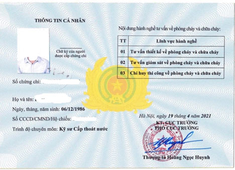 Cấp lại chứng chỉ hành nghề tư vấn về phòng cháy và chữa cháy