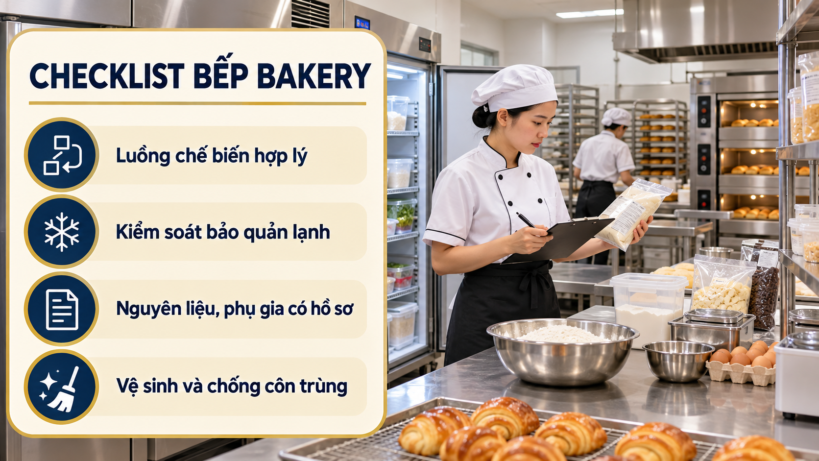 Checklist bếp bakery trước thẩm định an toàn thực phẩm