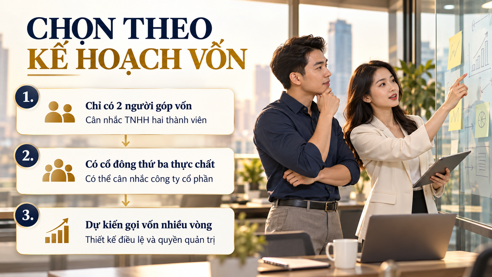 Chọn loại hình công ty theo kế hoạch góp vốn và gọi vốn