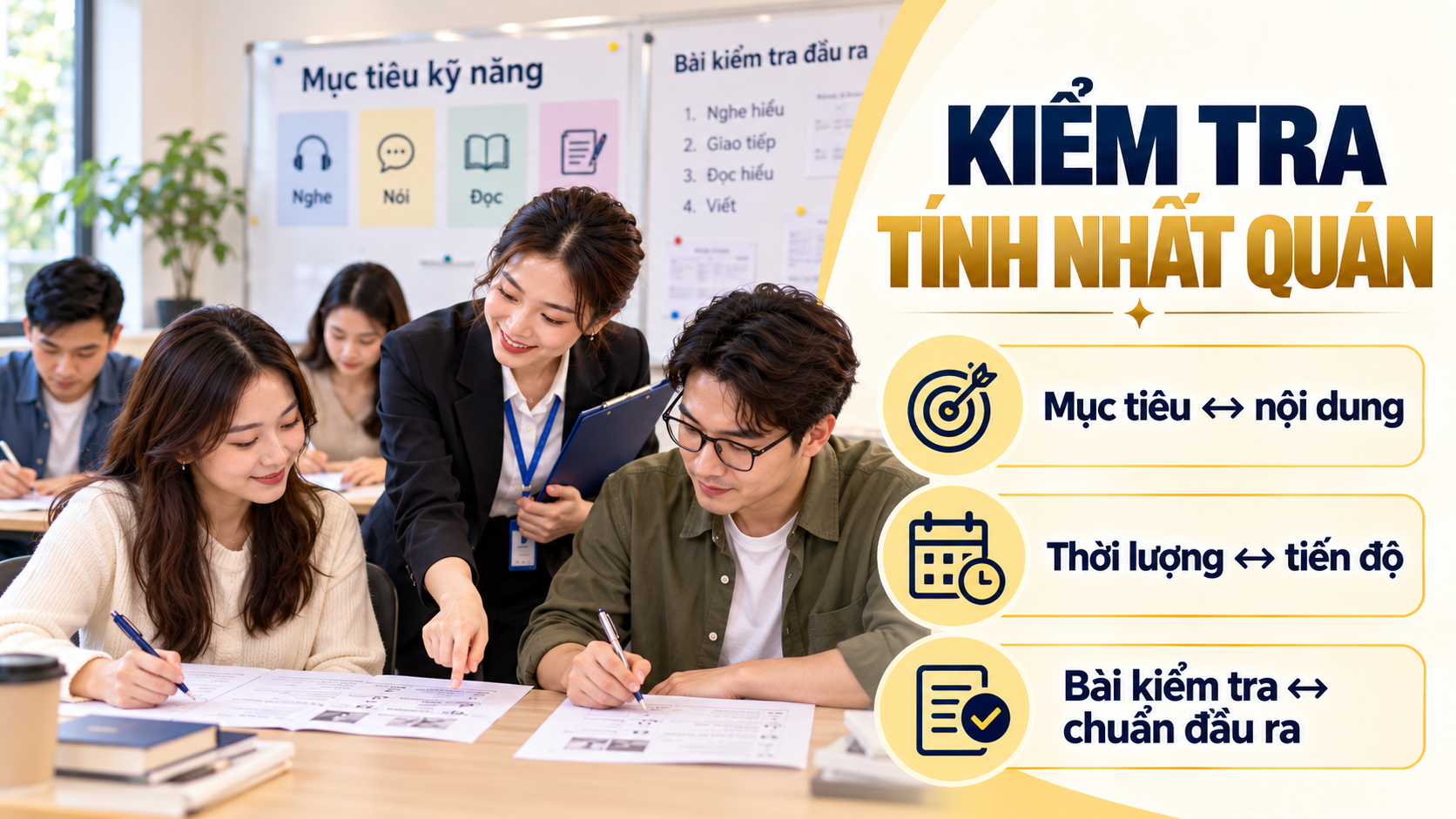 Rà soát sự nhất quán giữa chương trình ngoại ngữ, giáo viên, lịch học và cơ sở vật chất