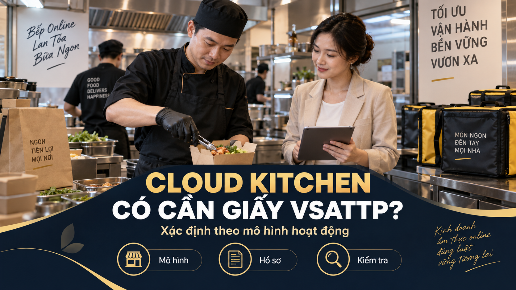Đầu bếp và chủ bếp online đánh giá mô hình Cloud Kitchen cần giấy VSATTP