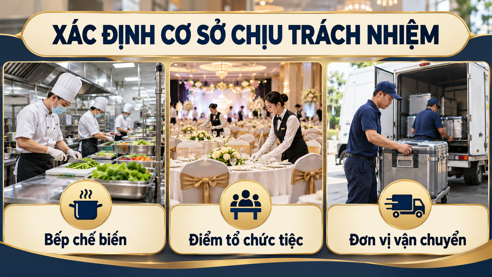 Chuỗi hoạt động catering từ bếp đến địa điểm tiệc lưu động