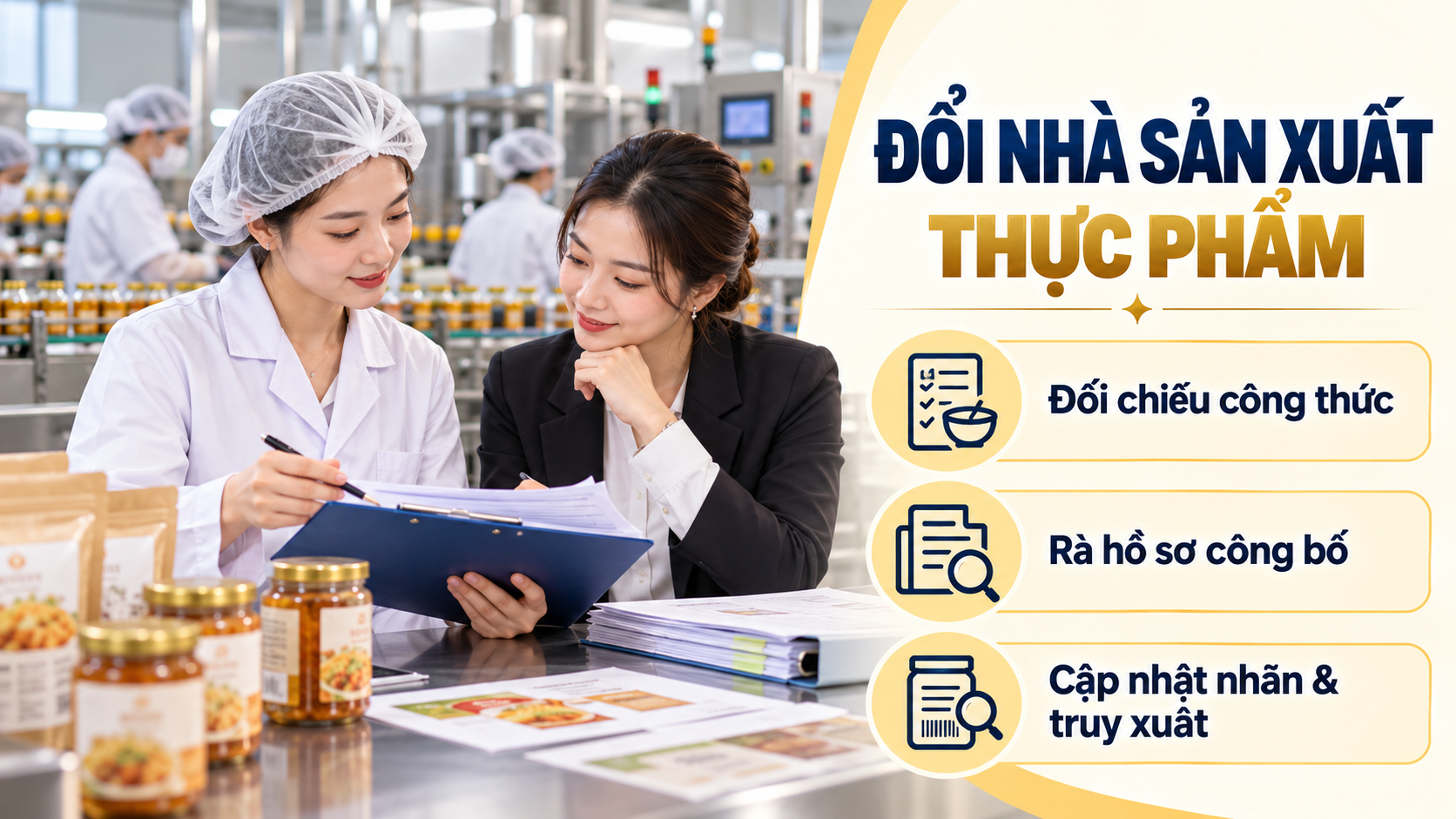 Đổi nhà sản xuất thực phẩm, kiểm tra hồ sơ công bố và sản phẩm trước chuyển giao