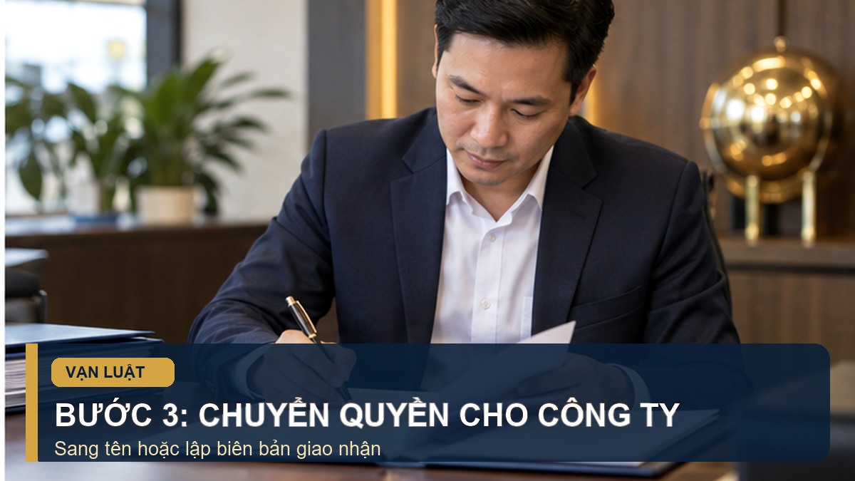 Đại diện công ty hoàn tất thủ tục sang tên tài sản góp vốn