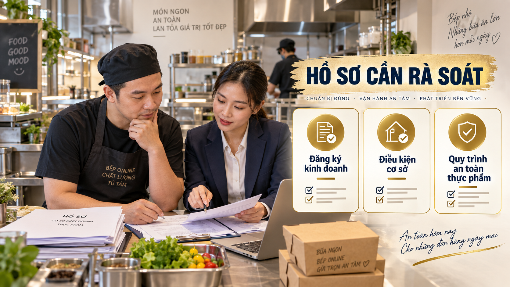 Chủ bếp online rà soát đăng ký kinh doanh, điều kiện cơ sở và quy trình ATTP