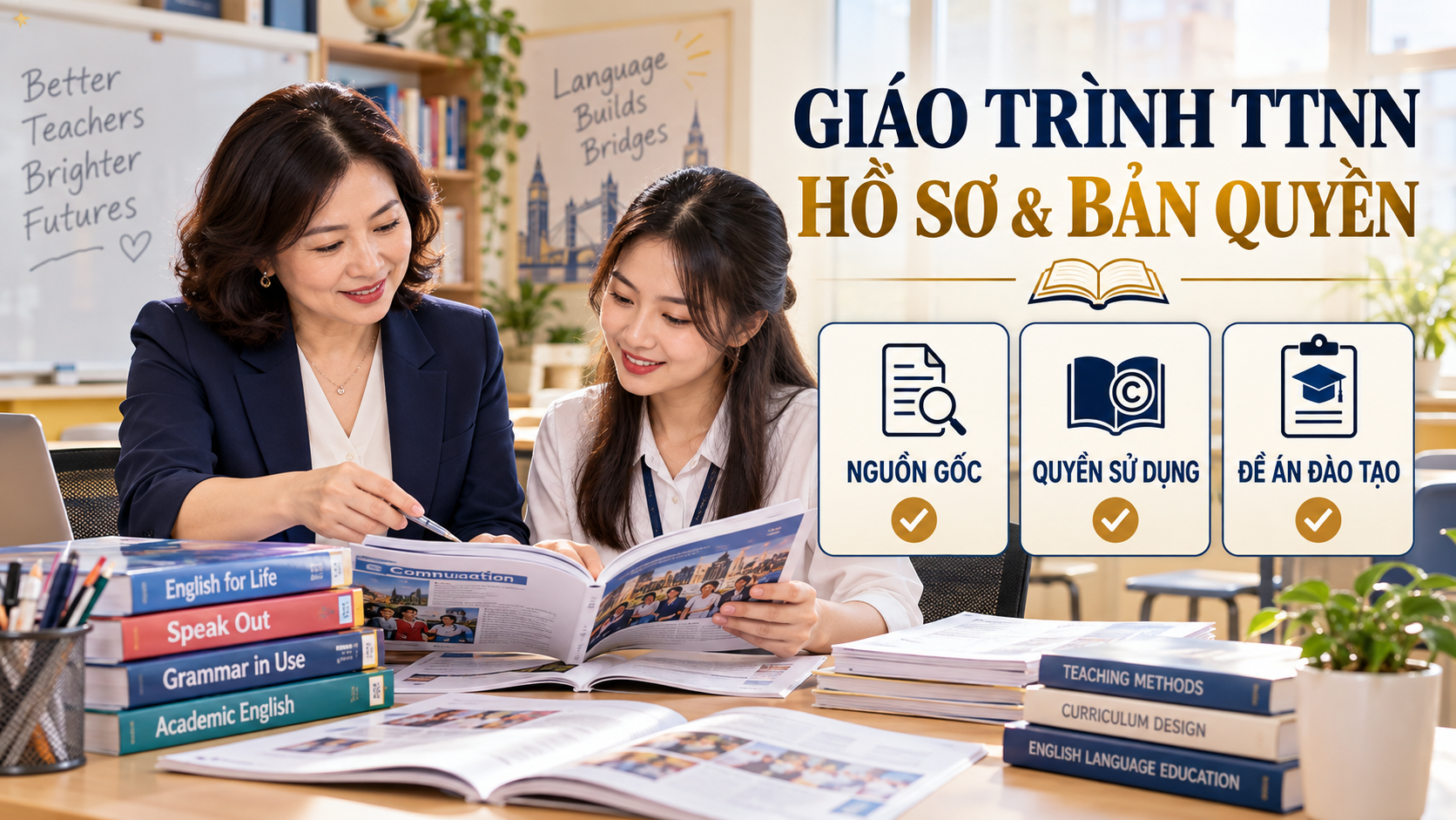 Hồ sơ giáo trình trung tâm ngoại ngữ gồm nguồn gốc, quyền sử dụng và đề án đào tạo