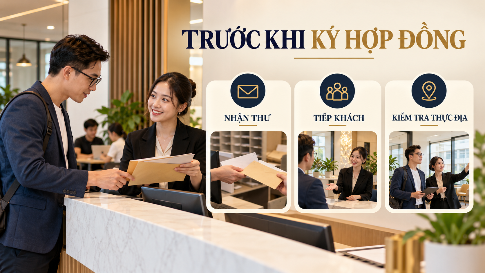 Nhận thư, tiếp khách và kiểm tra thực địa trước khi ký hợp đồng văn phòng ảo