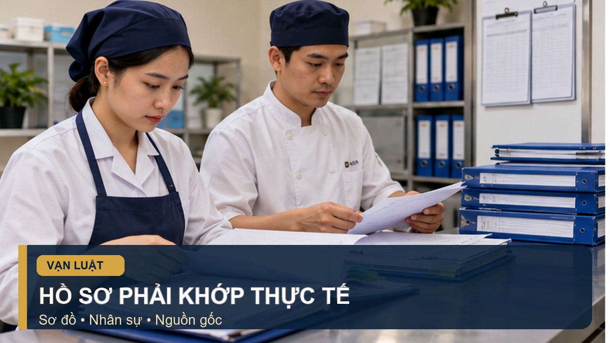 Nhân sự rà soát hồ sơ khắc phục sau thẩm định an toàn thực phẩm