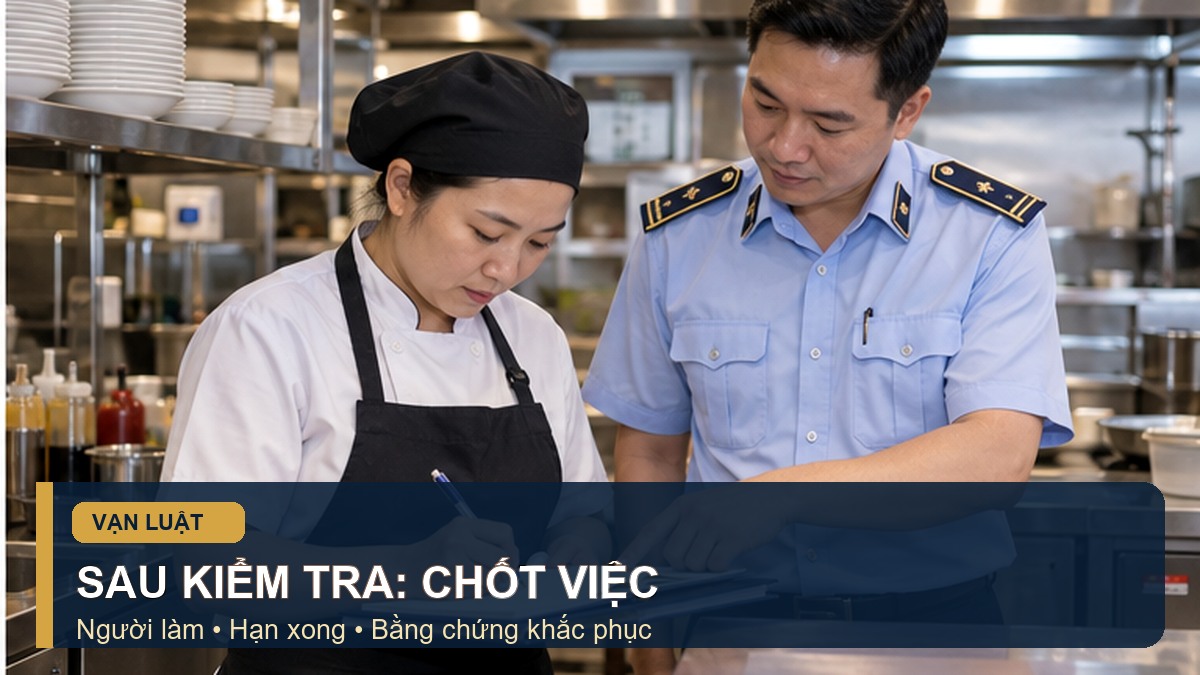 Nhân sự nhà hàng lập danh sách khắc phục sau kiểm tra ATTP