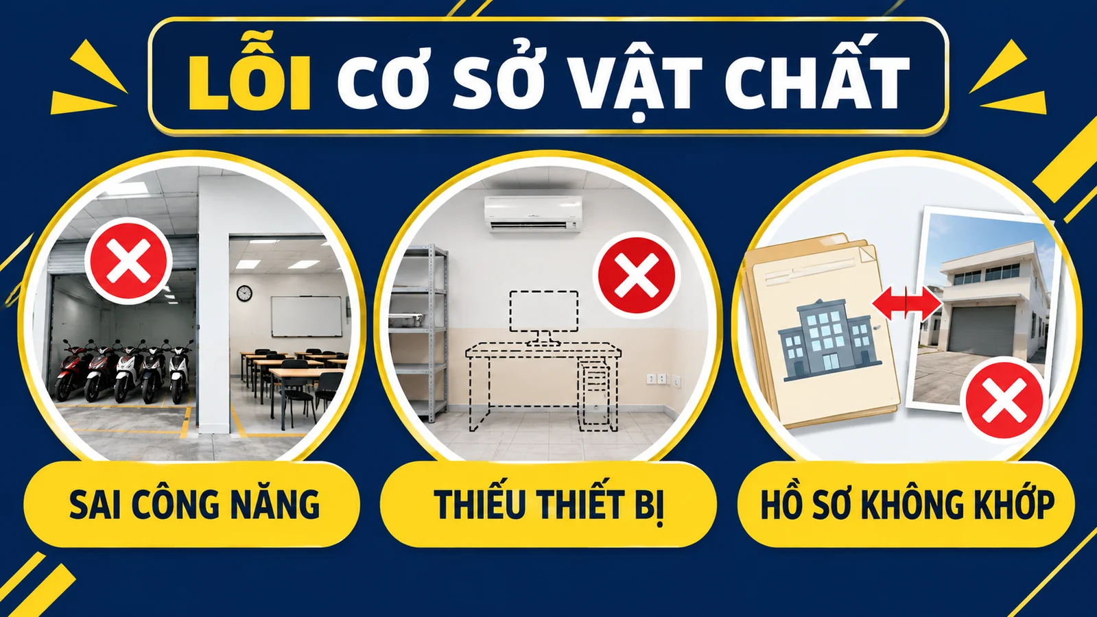 Các lỗi cơ sở vật chất trung tâm ngoại ngữ trước thẩm định