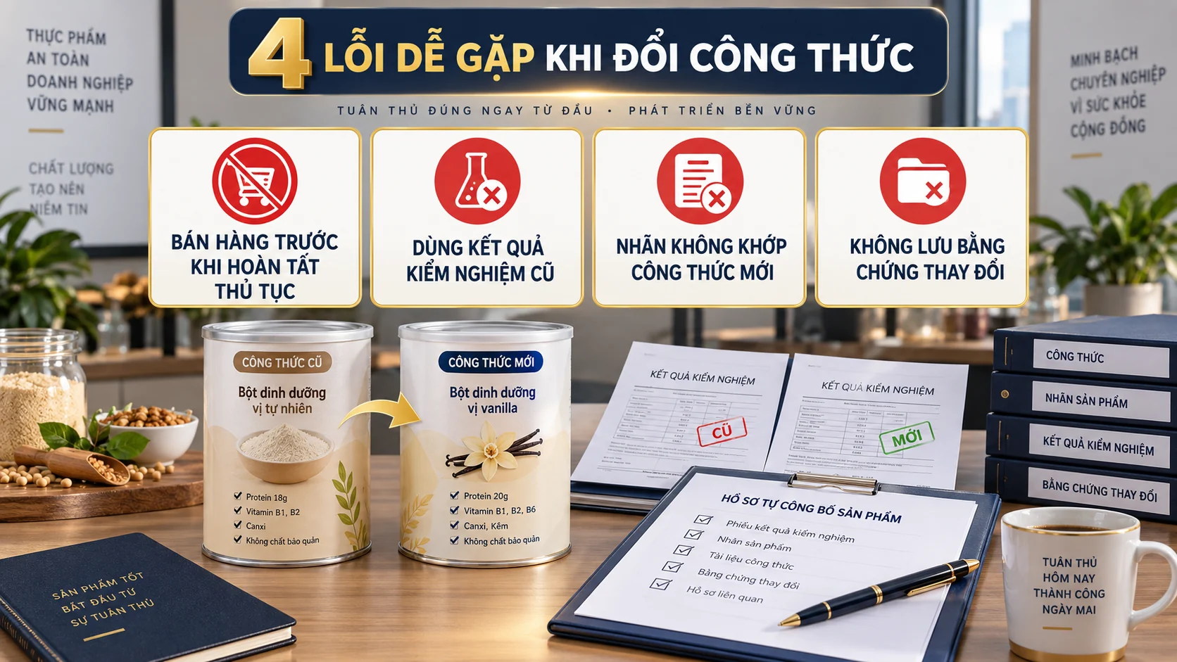 Bốn lỗi dễ gặp khi thay đổi công thức sau tự công bố