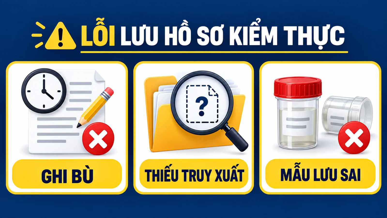 Lỗi lưu hồ sơ kiểm thực ba bước
