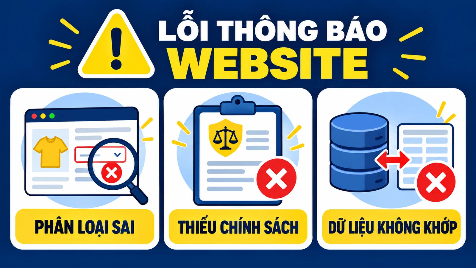 Lỗi thường gặp khi thông báo website Bộ Công Thương