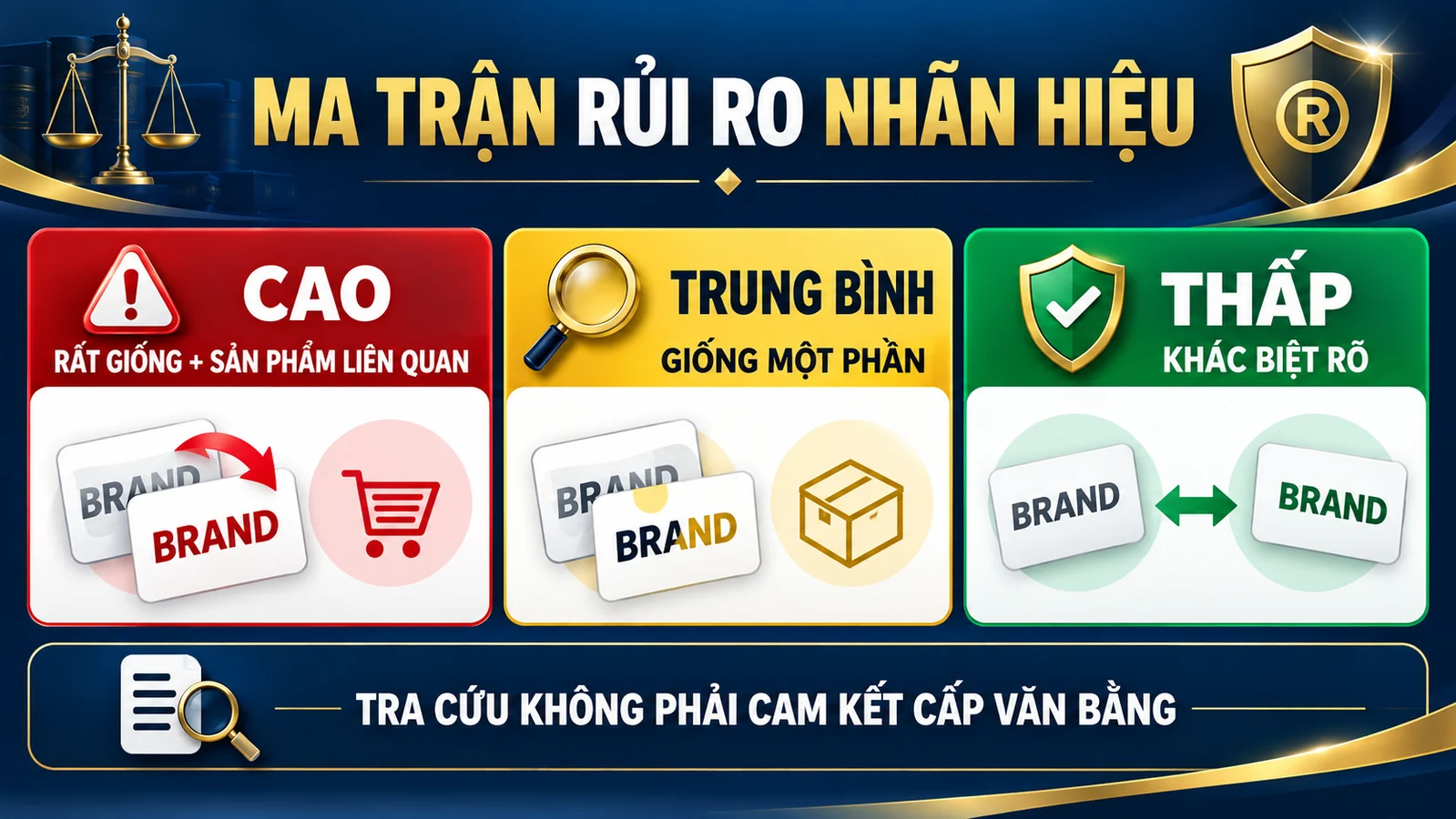 Ma trận phân loại rủi ro nhãn hiệu cao trung bình và thấp