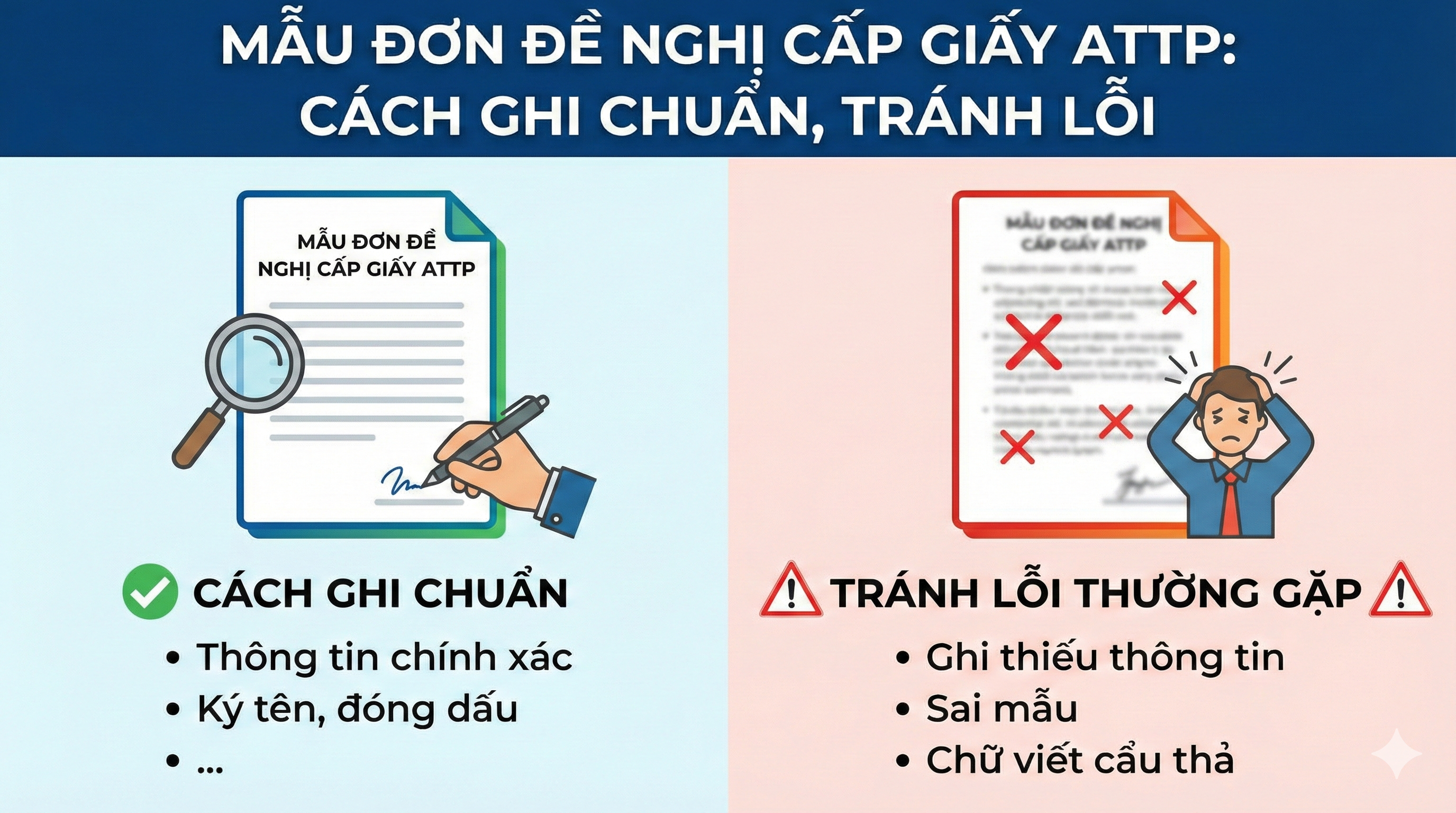 Mẫu đơn đề nghị cấp giấy ATTP: Cách ghi chuẩn, Tránh lỗi