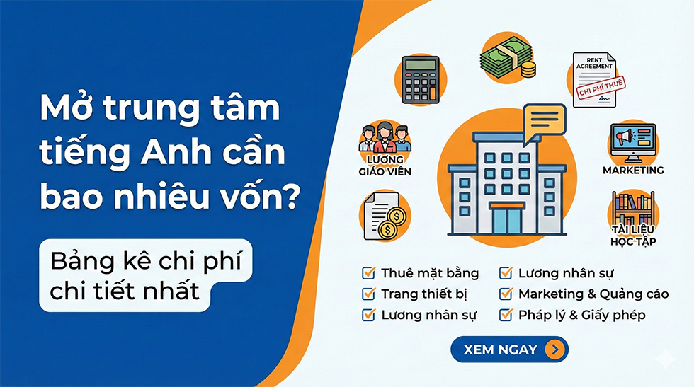 Mở trung tâm tiếng Anh cần bao nhiêu vốn? Bảng kê chi phí chi tiết nhất
