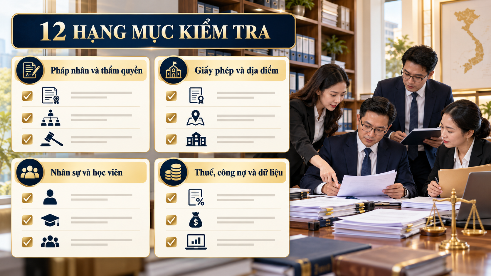 Mười hai hạng mục pháp lý thẩm định trung tâm ngoại ngữ