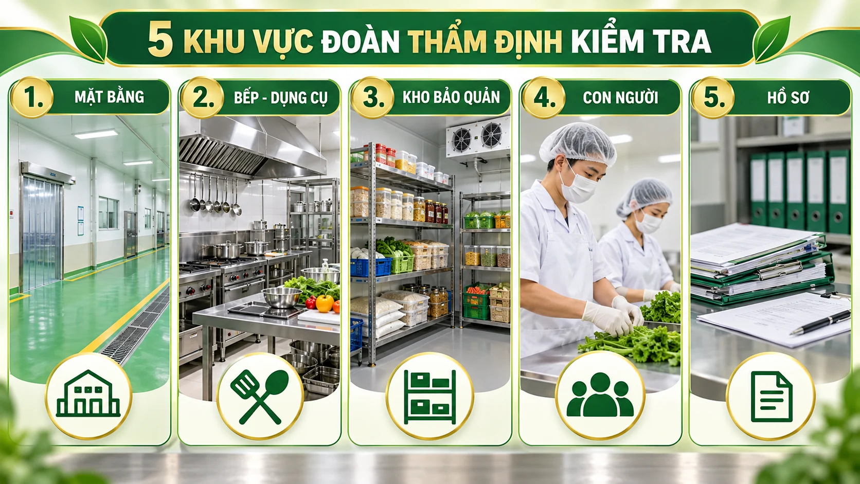 Năm khu vực đoàn thẩm định VSATTP thường kiểm tra