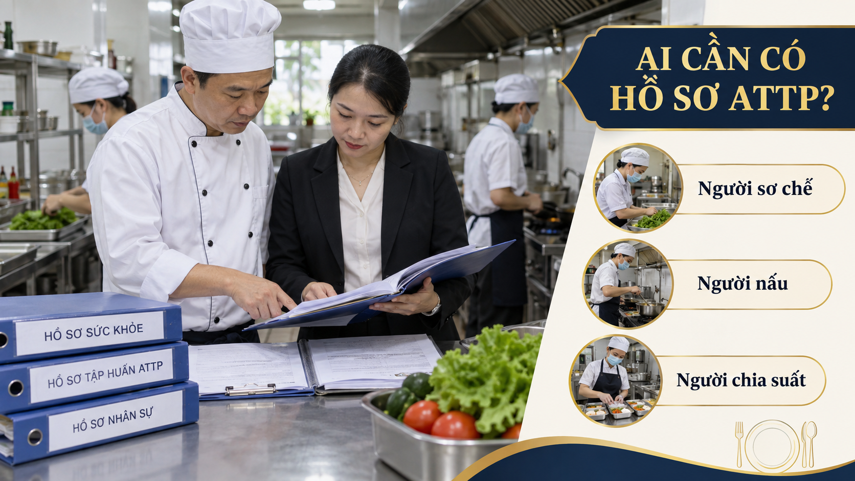 Hồ sơ sức khỏe và kiến thức ATTP của nhân viên bếp