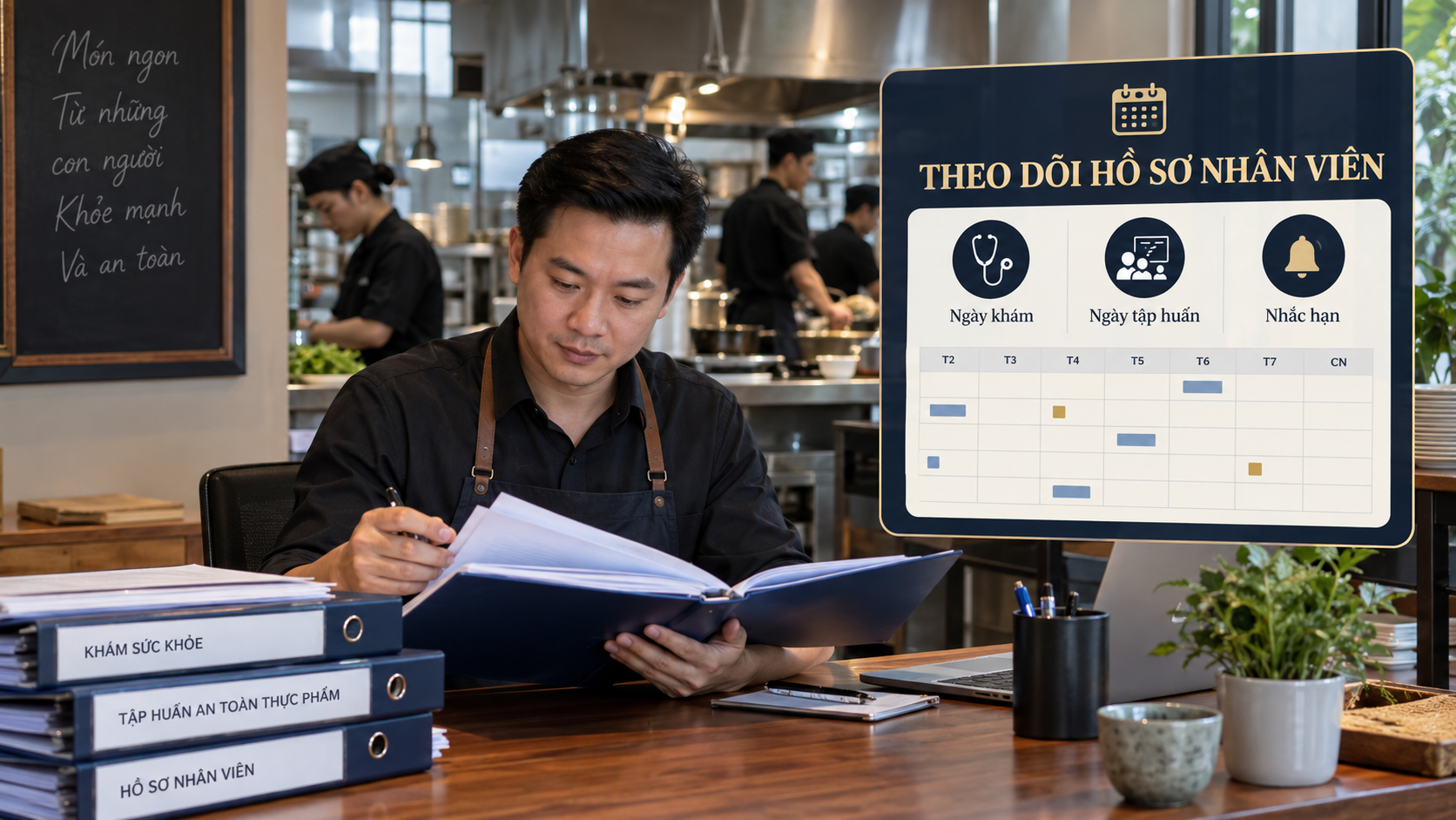 Lịch theo dõi sức khỏe và tập huấn ATTP nhân viên bếp