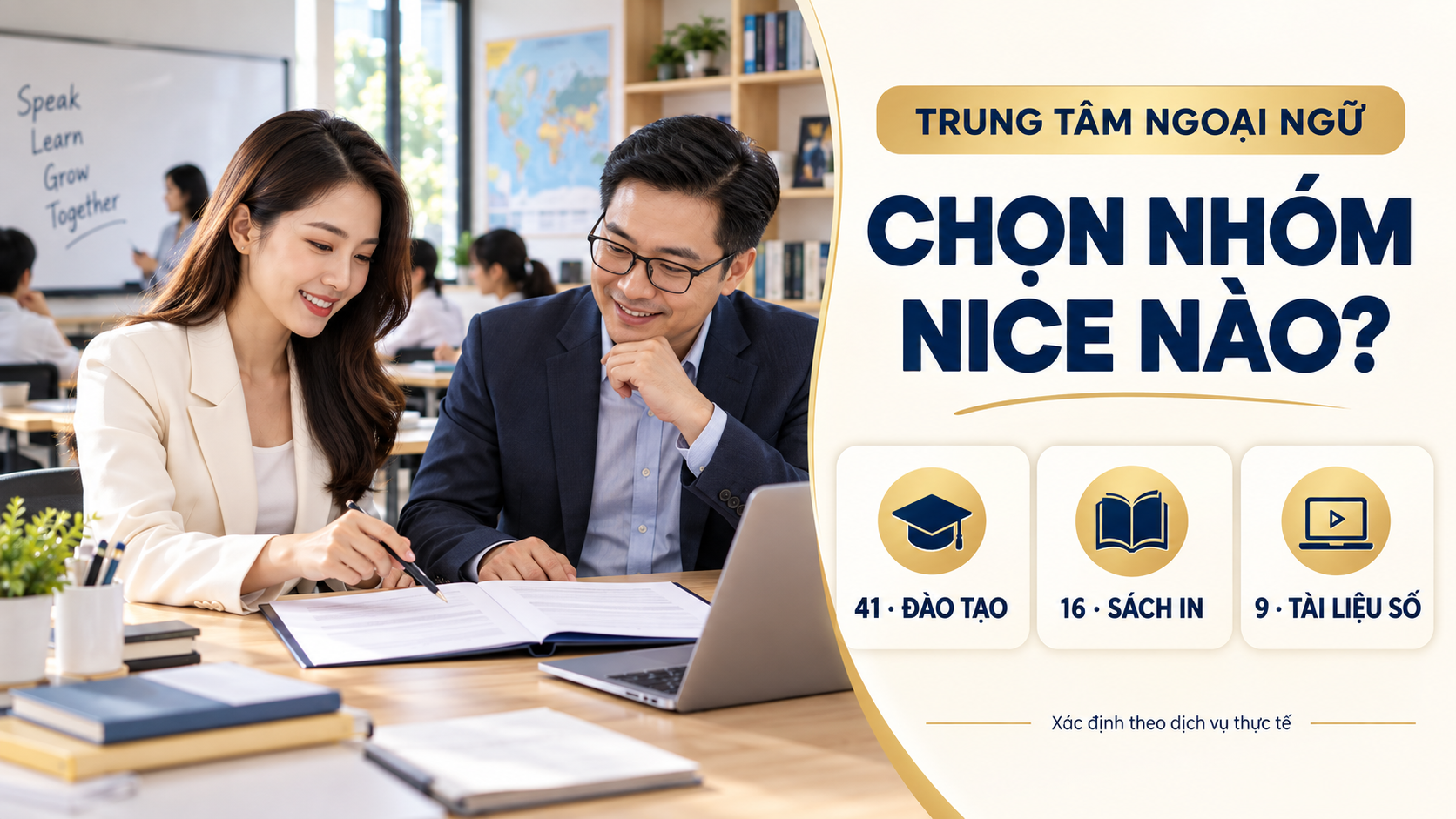 Trung tâm ngoại ngữ chọn nhóm Nice theo dịch vụ đào tạo, sách và học liệu số