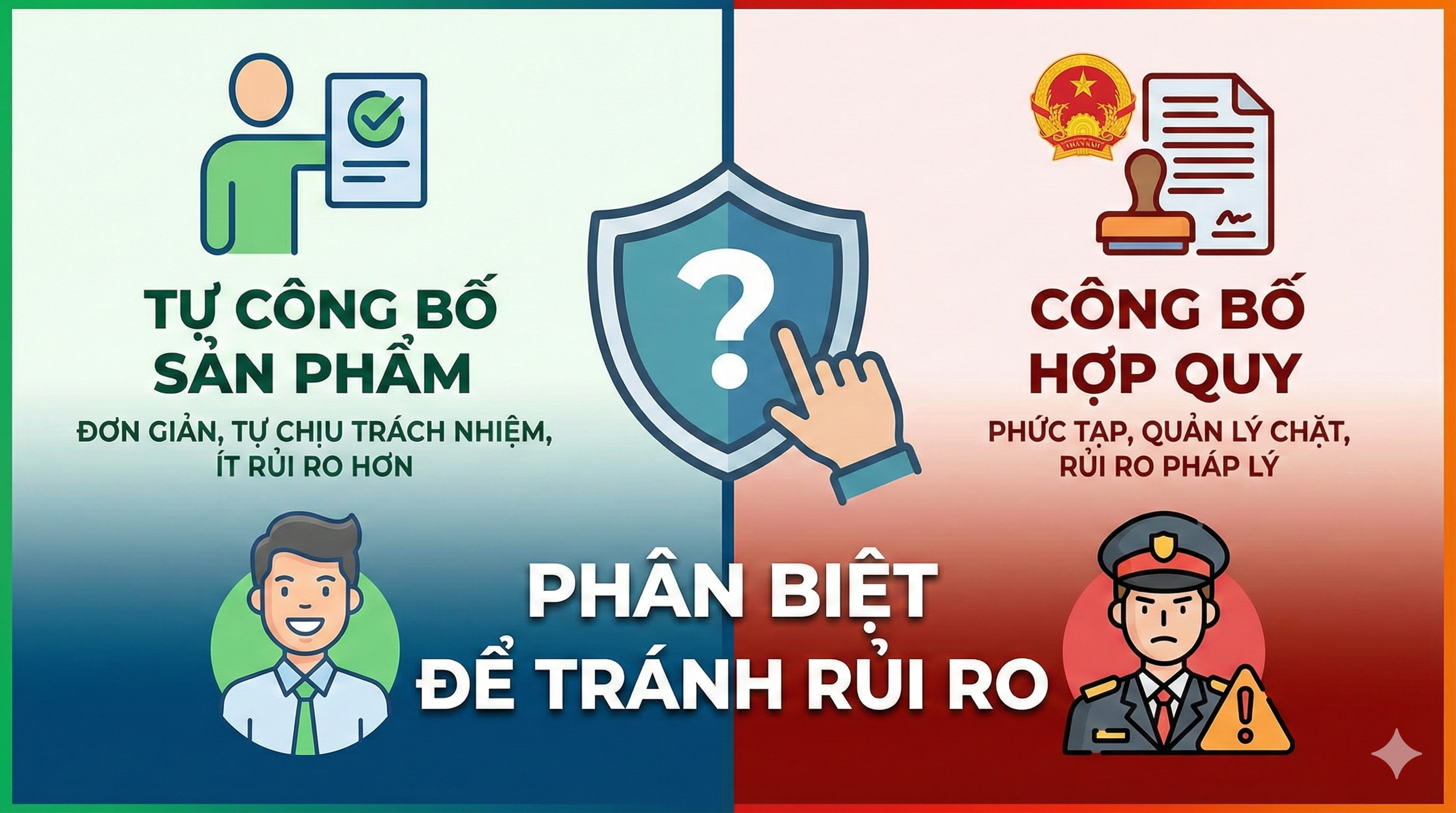 Phân biệt Tự công bố sản phẩm, công bố hợp quy tránh rủi ro