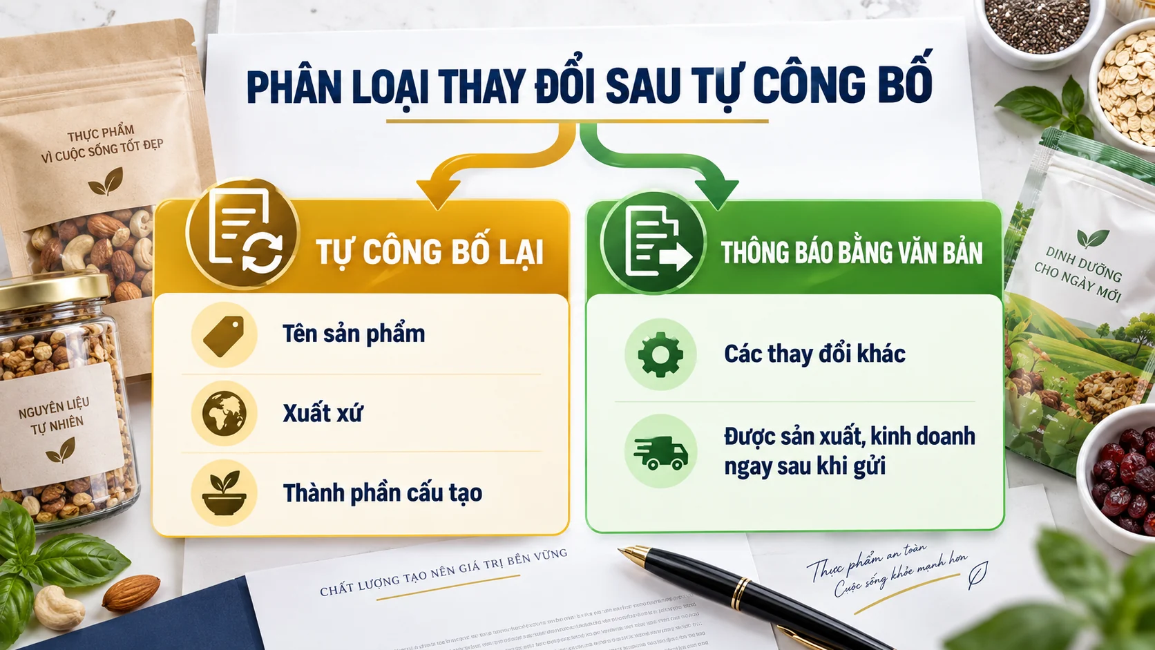 Phân loại thay đổi sau tự công bố sản phẩm