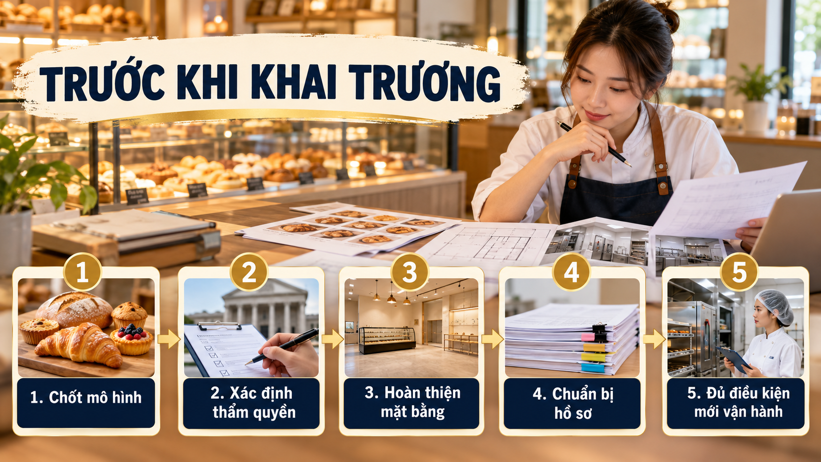 Quy trình chuẩn bị tiệm bánh trước khi khai trương