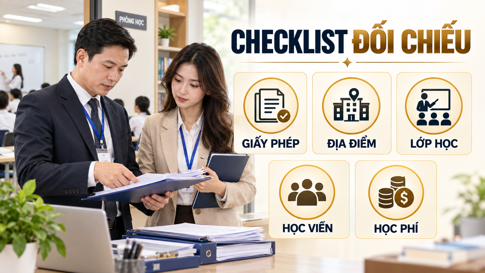 Checklist giấy phép giáo viên lớp học và học viên khi trung tâm ngoại ngữ bị kiểm tra