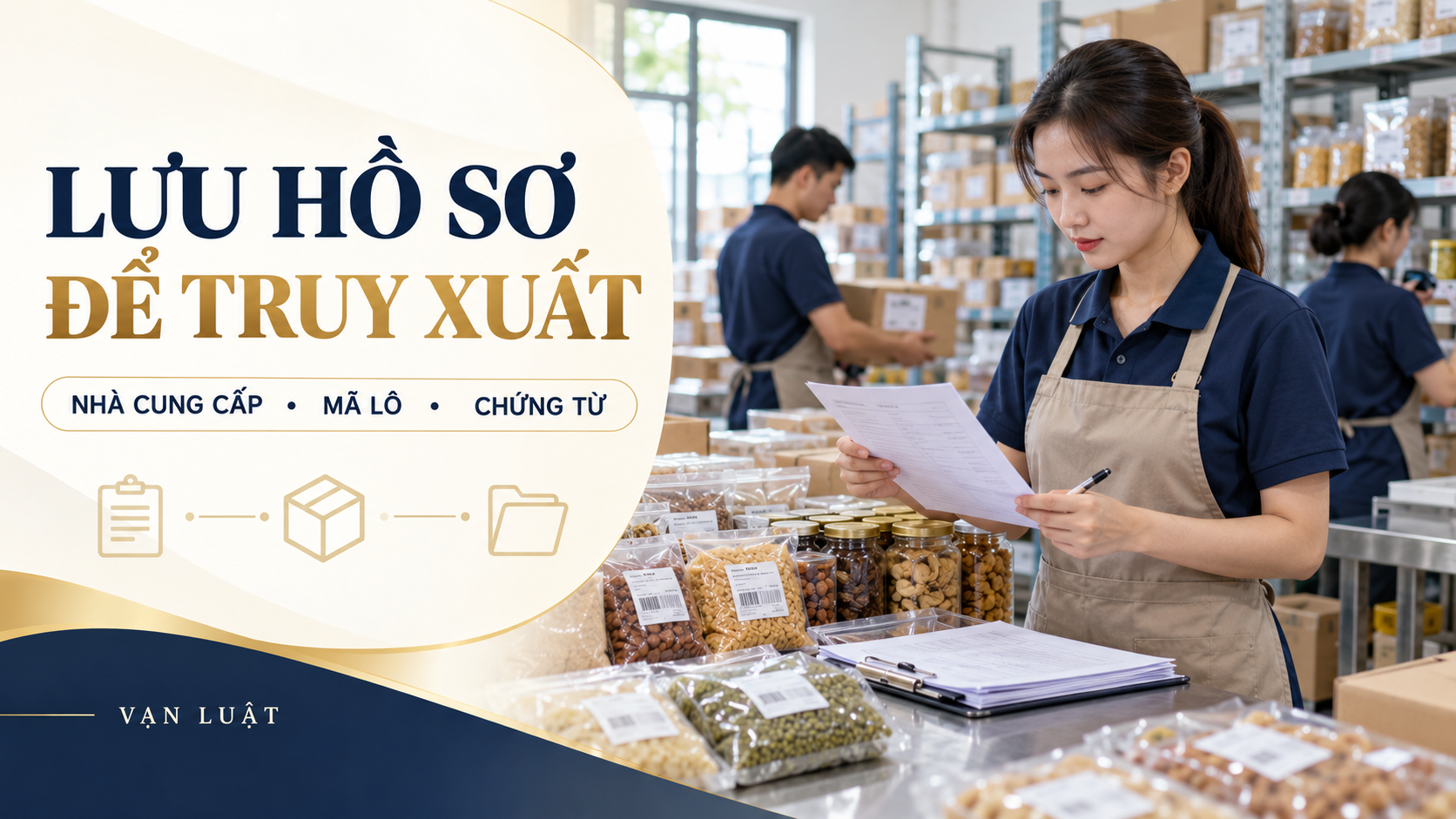 Hồ sơ truy xuất thực phẩm gồm nhà cung cấp, mã lô và chứng từ