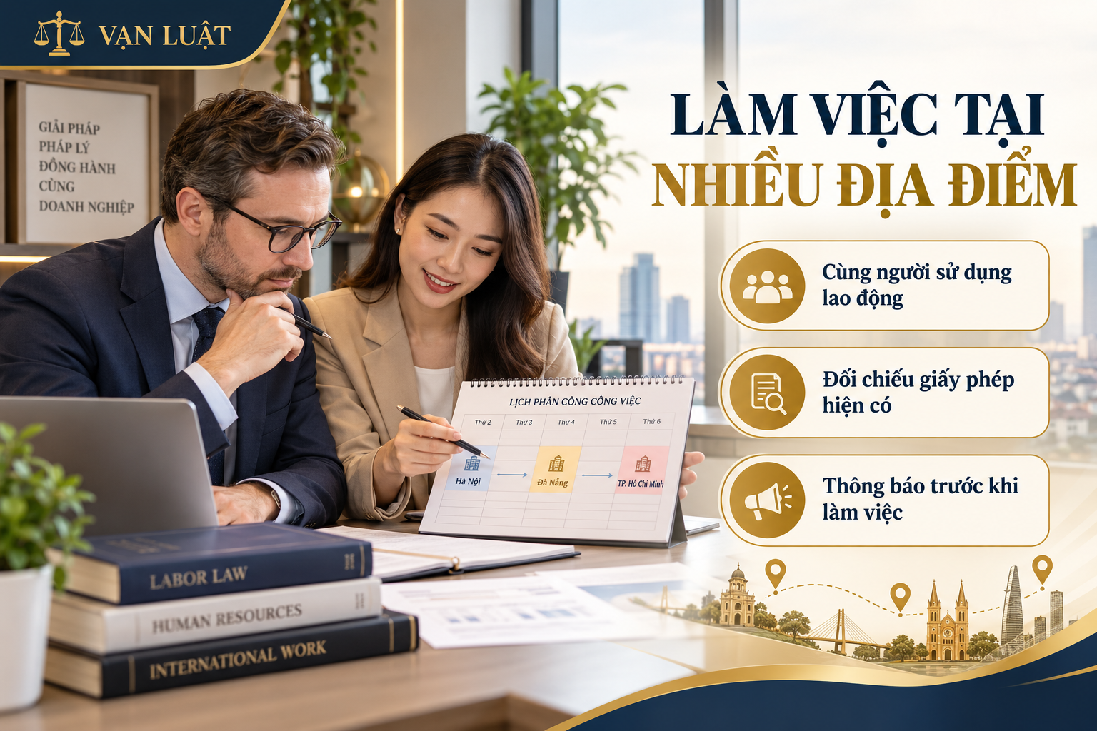 Chuyên gia và nhân sự kiểm tra cùng người sử dụng lao động, giấy phép và thông báo trước khi làm việc