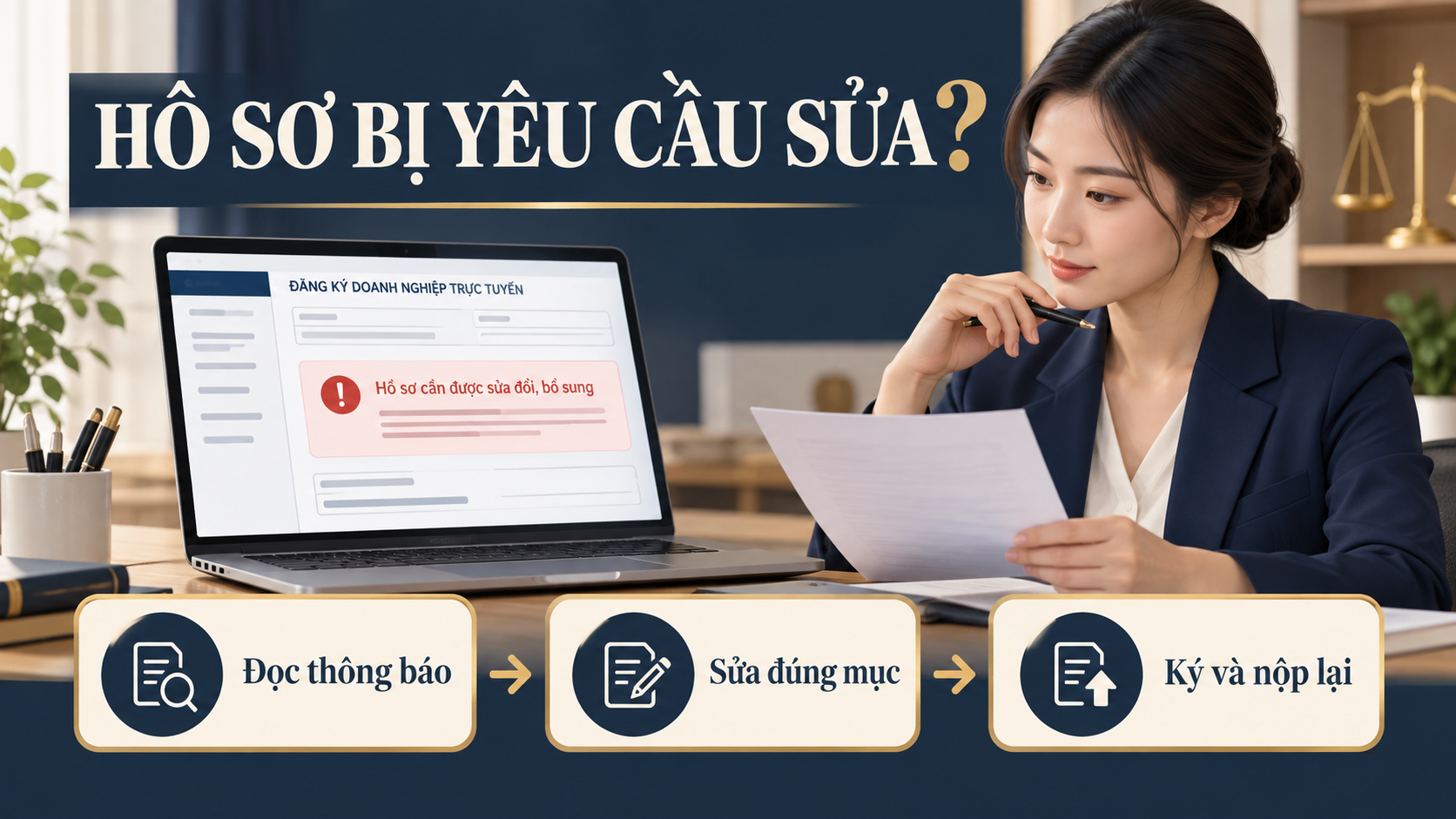 Quy trình đọc thông báo sửa hồ sơ và ký nộp lại